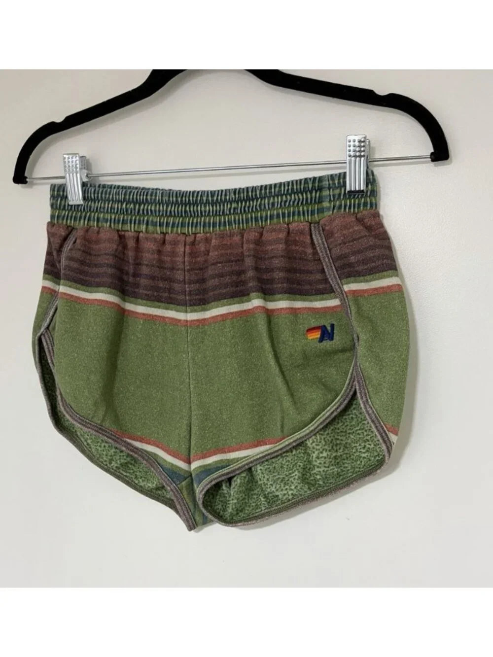 Aviator Nation Green Tulum Rainbow Jogger Shorts Size XS - Picture 3 of 8